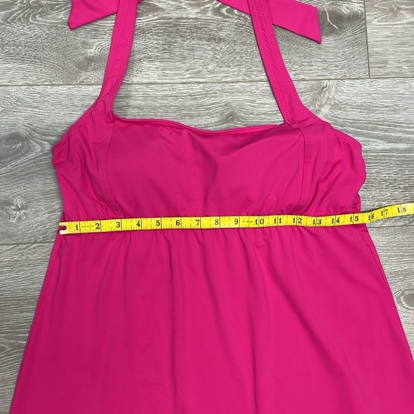 Lands’ End Pink Swim Dress Underwire Halter Top Coverup Tankini Swimsuit 12 - Picture 5 of 13